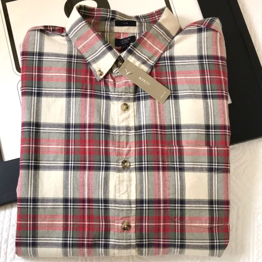NWT J. Crew Men’s Plaid Slim Fit Oxford
